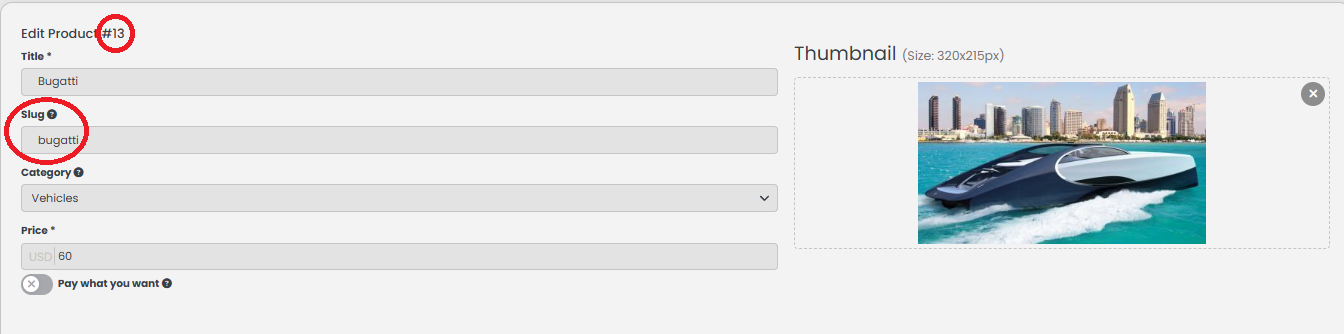 Where to find product_id and product_slug